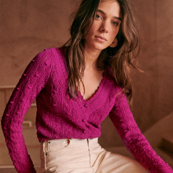 Sezane Sweaters - Sezane Saja Cardigan - Magenta - XXS